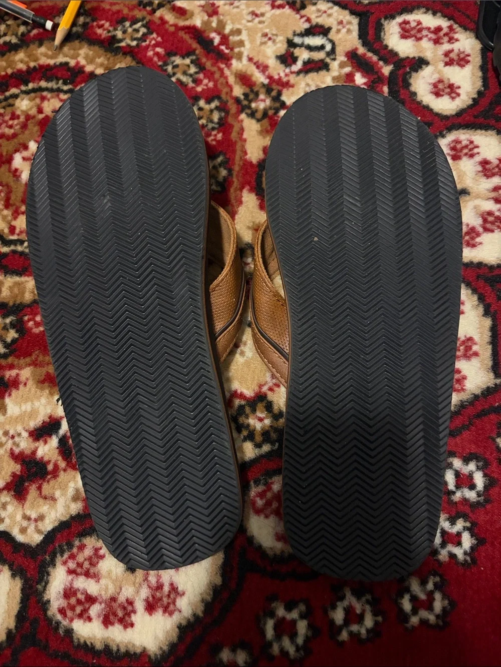 Nautica Men's Brown and Dark Brown Flip-Flop Sandals